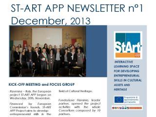 ST-ART APP: NEWSLETTER N°1– December 2, 2013